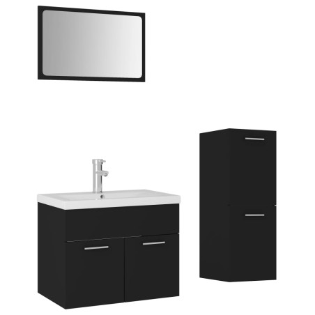 vidaXL Set Mobili da Bagno Nero in Legno Multistrato