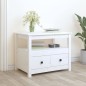 Tavolino da Salotto Bianco 71x49x55cm in Legno Massello di Pino Tavolino da Salotto Bianco 71x49x55cm in Legno Massello di Pino