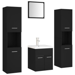 vidaXL Set Mobili da Bagno Nero in Legno Multistrato