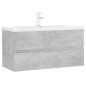 vidaXL Mobile Bagno con Lavabo Integrato Grigio Cemento in Truciolato