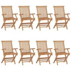 vidaXL Sedie Giardino con Cuscini Verde Chiaro 8pz Legno Massello Teak