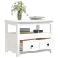 Tavolino da Salotto Bianco 71x49x55cm in Legno Massello di Pino Tavolino da Salotto Bianco 71x49x55cm in Legno Massello di Pino