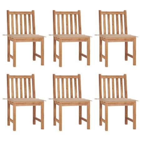 vidaXL Sedie da Giardino 6 pz con Cuscini in Legno Massello di Teak
