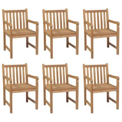 vidaXL Sedie da Giardino 6 pz con Cuscini Blu in Massello di Teak