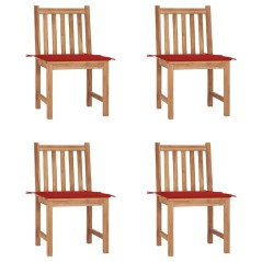 vidaXL Sedie da Giardino 4 pz con Cuscini in Legno Massello di Teak