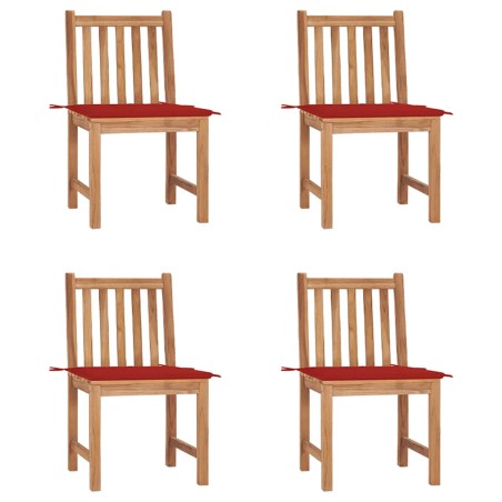 vidaXL Sedie da Giardino 4 pz con Cuscini in Legno Massello di Teak