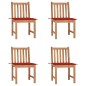 vidaXL Sedie da Giardino 4 pz con Cuscini in Legno Massello di Teak