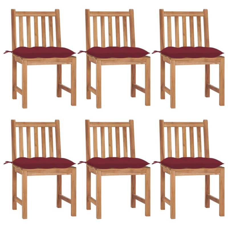 vidaXL Sedie da Giardino 6 pz con Cuscini in Legno Massello di Teak vidaXL Sedie da Giardino 6 pz con Cuscini in Legno Massello di Teak
