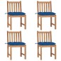 vidaXL Sedie da Giardino 4 pz con Cuscini in Legno Massello di Teak