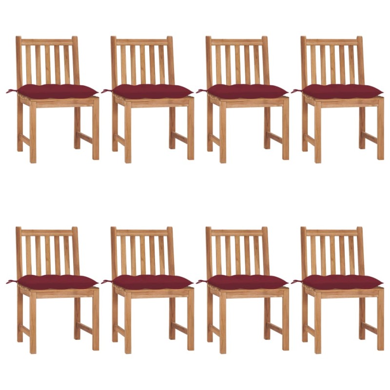 vidaXL Sedie da Giardino con Cuscini 8 pz in Legno Massello di Teak vidaXL Sedie da Giardino con Cuscini 8 pz in Legno Massello di Teak