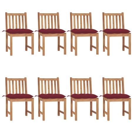 vidaXL Sedie da Giardino con Cuscini 8 pz in Legno Massello di Teak