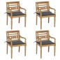 vidaXL Sedie Batavia con Cuscini 4 pz in Legno Massello di Teak vidaXL Sedie Batavia con Cuscini 4 pz in Legno Massello di Teak