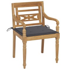 vidaXL Sedie Batavia con Cuscini 4 pz in Legno Massello di Teak