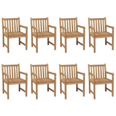 vidaXL Sedie da Giardino 8 pz con Cuscini Rosso Vino Massello di Teak