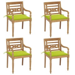 vidaXL Sedie Batavia con Cuscini 4 pz in Legno Massello di Teak
