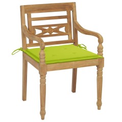 vidaXL Sedie Batavia con Cuscini 4 pz in Legno Massello di Teak