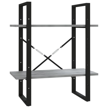 Libreria a 2 Ripiani Grigio Sonoma 60x30x70cm Legno Multistrato