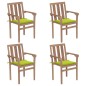 vidaXL Sedie da Giardino Impilabili con Cuscini 4 pz Massello di Teak vidaXL Sedie da Giardino Impilabili con Cuscini 4 pz Massello di Teak