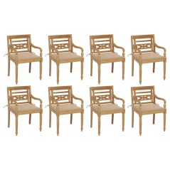 vidaXL Sedie Batavia con Cuscini 8 pz in Legno Massello di Teak
