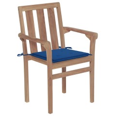 vidaXL Sedie da Giardino Impilabili con Cuscini 6 pz Massello di Teak