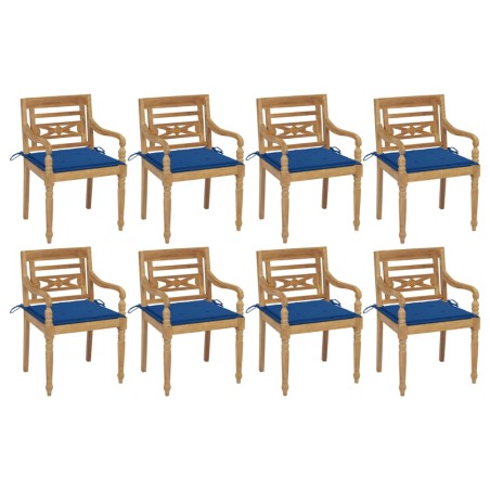 vidaXL Sedie Batavia con Cuscini 8 pz in Legno Massello di Teak
