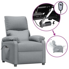 vidaXL Poltrona Elettrica Reclinabile Grigio Chiaro in Tessuto