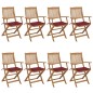 vidaXL Sedie da Giardino Pieghevoli 8 pz con Cuscini Massello Acacia vidaXL Sedie da Giardino Pieghevoli 8 pz con Cuscini Massello Acacia
