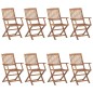 vidaXL Sedie da Giardino Pieghevoli 8 pz con Cuscini Massello Acacia vidaXL Sedie da Giardino Pieghevoli 8 pz con Cuscini Massello Acacia
