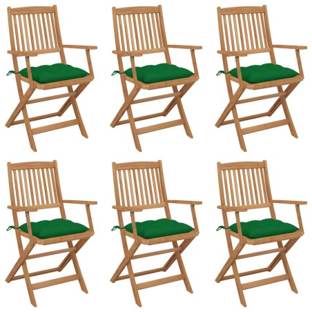 vidaXL Sedie da Giardino Pieghevoli 6 pz con Cuscini Massello Acacia