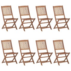vidaXL Sedie da Giardino Pieghevoli 8 pz con Cuscini Massello Acacia