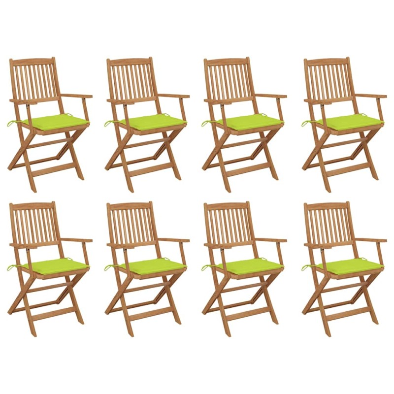 vidaXL Sedie da Giardino Pieghevoli 8 pz con Cuscini Massello Acacia vidaXL Sedie da Giardino Pieghevoli 8 pz con Cuscini Massello Acacia