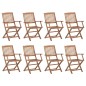 vidaXL Sedie da Giardino Pieghevoli 8 pz con Cuscini Massello Acacia vidaXL Sedie da Giardino Pieghevoli 8 pz con Cuscini Massello Acacia