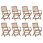 vidaXL Sedie da Giardino Pieghevoli 8 pz con Cuscini Massello Acacia vidaXL Sedie da Giardino Pieghevoli 8 pz con Cuscini Massello Acacia