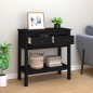Tavolo Consolle Nero 75x35x75 cm in Legno Massello di Pino Tavolo Consolle Nero 75x35x75 cm in Legno Massello di Pino