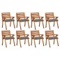 vidaXL Sedie da Giardino con Cuscini 8 pz in Legno Massello di Acacia vidaXL Sedie da Giardino con Cuscini 8 pz in Legno Massello di Acacia