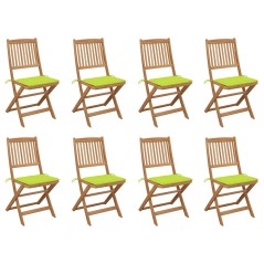 vidaXL Sedie da Giardino Pieghevoli 8 pz con Cuscini Massello Acacia