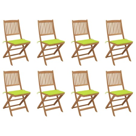 vidaXL Sedie da Giardino Pieghevoli 8 pz con Cuscini Massello Acacia