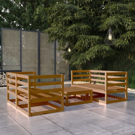 vidaXL Set Salotto da Giardino 5pz Marrone Ambra Legno Massello Pino