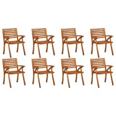 vidaXL Sedie da Giardino con Cuscini 8 pz in Legno Massello di Acacia