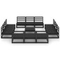vidaXL Set Divani da Giardino 13 pz Nero in Legno Massello di Pino