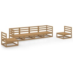vidaXL Set Salotto da Giardino 6pz Marrone Ambra Legno Massello Pino