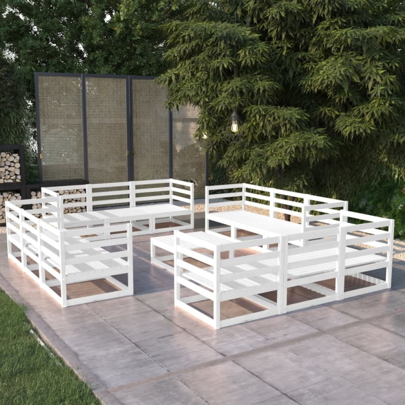 vidaXL Set Divani da Giardino 13 pz Bianco in Legno Massello di Pino