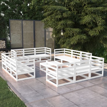 vidaXL Set Divani da Giardino 13 pz Bianco in Legno Massello di Pino