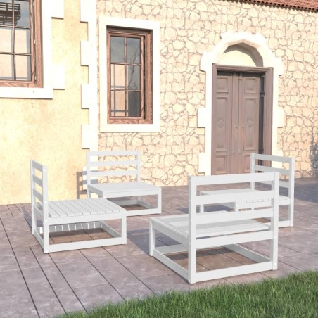 vidaXL Set Divani da Giardino 4 pz Bianco in Legno Massello di Pino