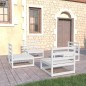 vidaXL Set Divani da Giardino 4 pz Bianco in Legno Massello di Pino vidaXL Set Divani da Giardino 4 pz Bianco in Legno Massello di Pino