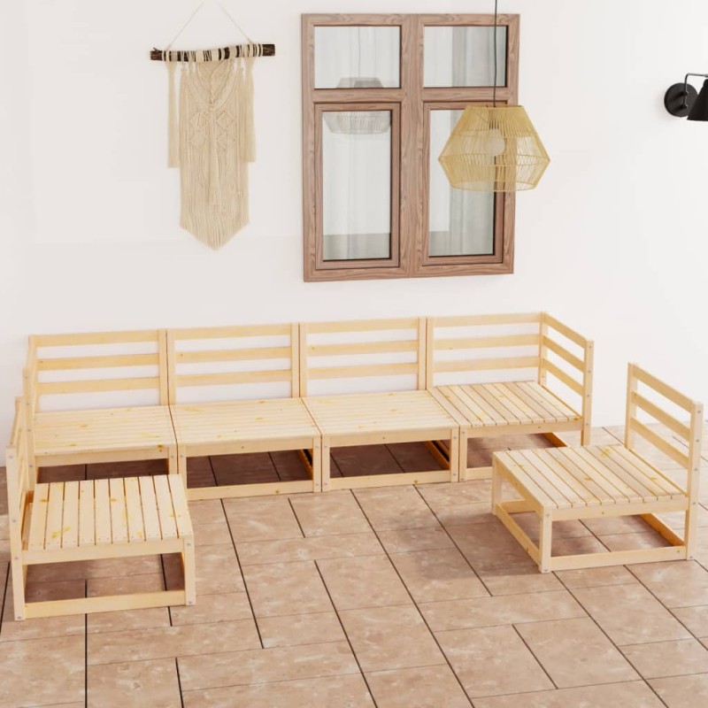 vidaXL Set Divani da Giardino 6 pz in Legno Massello di Pino vidaXL Set Divani da Giardino 6 pz in Legno Massello di Pino