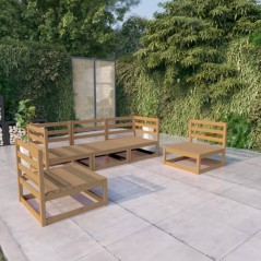 vidaXL Set Salotto da Giardino 5pz Marrone Ambra Legno Massello Pino