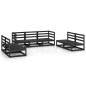 vidaXL Set Divani da Giardino 7 pz Nero in Legno Massello di Pino vidaXL Set Divani da Giardino 7 pz Nero in Legno Massello di Pino