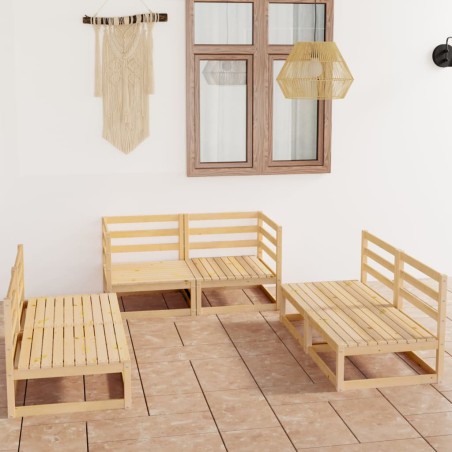 vidaXL Set Divani da Giardino 6 pz in Legno Massello di Pino