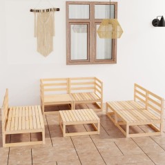 vidaXL Set Divani da Giardino 7 pz in Legno Massello di Pino